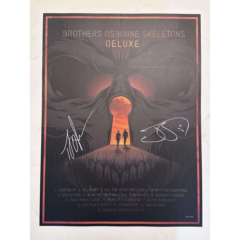 BROTHERS OSBORNE Skeletons Deluxe 18"x24" Poster #160/260 Signed Autographed